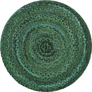 Braided Chindi Green 8 ft. x 8 ft. Round Area Rug