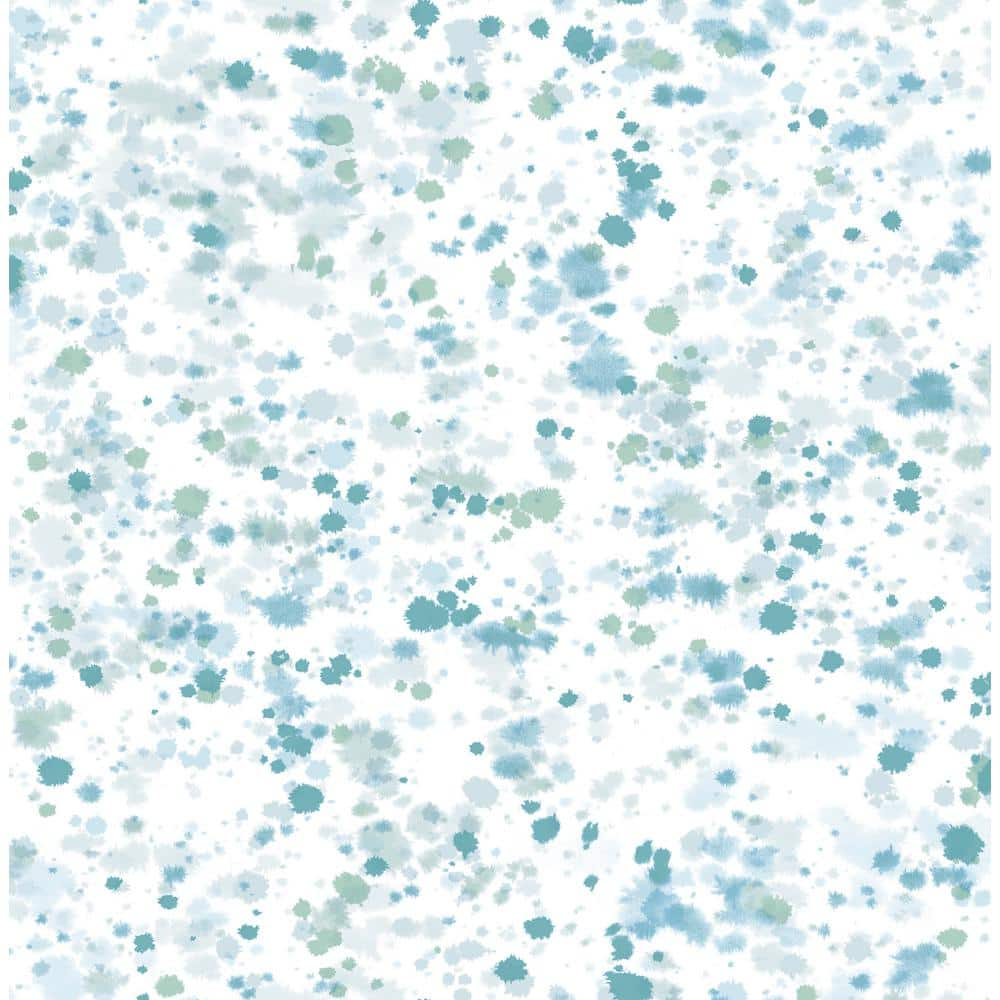 Seabrook Designs Splatter Watercolor Metallic Ice Blue, Turquoise, and ...