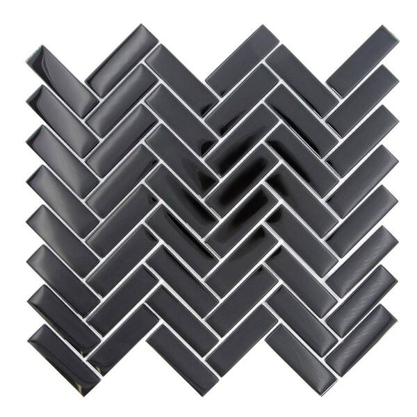 Apollo Tile Colorway White 11-in x 13-in Glossy Glass Herringbone Floor and Wall Tile (4.81-sq. ft/ Carton)