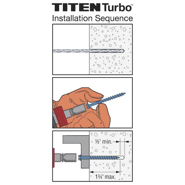 Titen Turbo 1/4 in. x 1-1/4 in. Hex-Head Concrete and Masonry Screw, Blue (200-Piece)