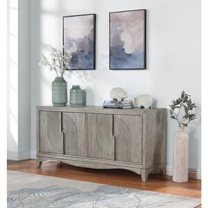 Carbondale Grey Wood Top 66 in. Credenza with 4-Doors Fits TV's up to 55 in.