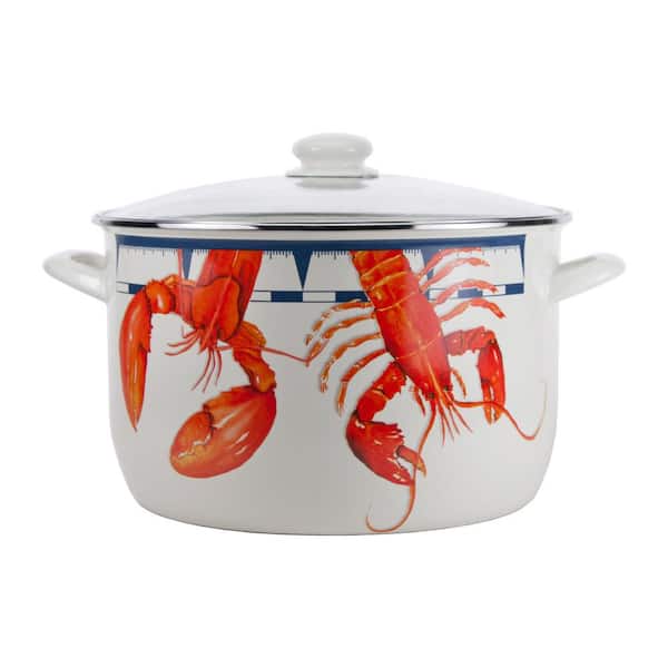 Golden Rabbit Enamelware 6 qt. Porcelain-Coated Steel Stock Pot in Solid  White with Glass Lid WW72 - The Home Depot