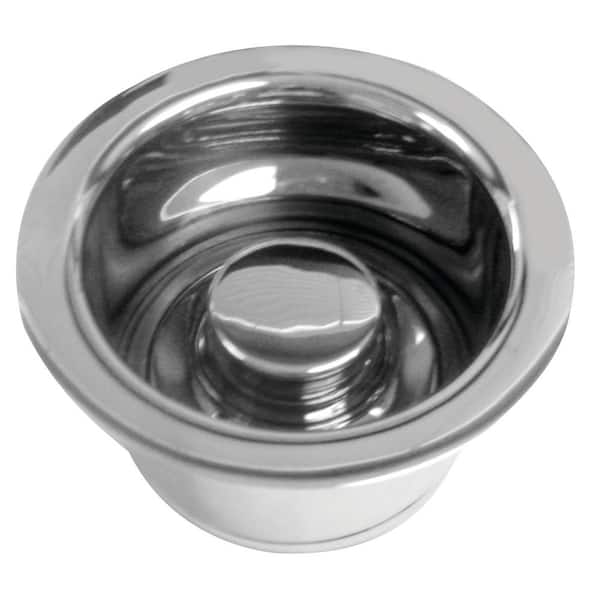 Westbrass 3-1/2 in. Extra-Deep Collar Kitchen Sink Waste Disposal Flange & Stopper, Polished Chrome