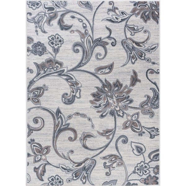 Tayse Rugs Madison Floral Cream 5 ft. x 7 ft. Indoor Area Rug