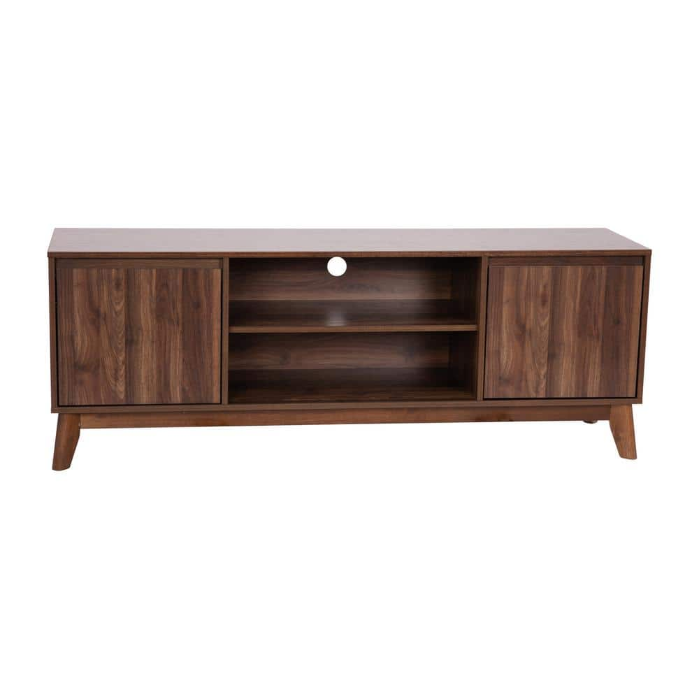 59 in. Dark Walnut Entertainment Center Drawer Fits Up to 65 in -  TAYLOR + LOGAN, TV500478