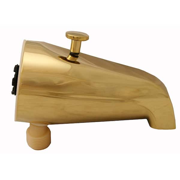 JONES STEPHENS Metal Diverter Tub Spout with FIP Connection and 1/2 in. Lower Connection for Hand-Held Shower in Polished Brass PVD
