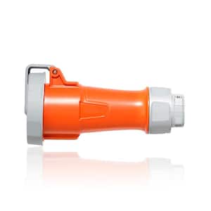 LEV Series 30 Amp 125-Volt/250-Volt 3-Phase, 3P, 4W IEC 60309-1 and 60309-2 Pin and Sleeve Connector Watertight, Orange