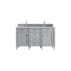 Brittany 60.0 in. W x 23.5 in. D x 34 in. H Bathroom Vanity in Urban Gray with Ethereal Noctis Quartz Top
