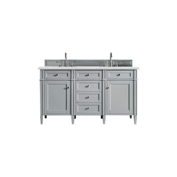 James Martin Vanities Brittany 60.0 in. W x 23.5 in. D x 34 in. H Bathroom Vanity in Urban Gray with Ethereal Noctis Quartz Top