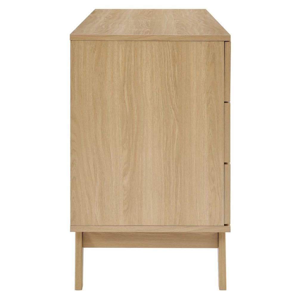 Soma 6-Drawer Double Dresser with Rattan Weave - Oak