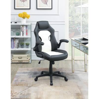 Black and White Artificial Leather Adjustable Height Gaming Chair