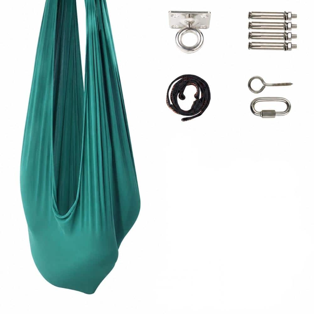 Green Indoor and Outdoor Cotton Blend Sensory Cuddle Hammock Swing, 47.24 in. x 31.5 in. Hammocks - Stand Included