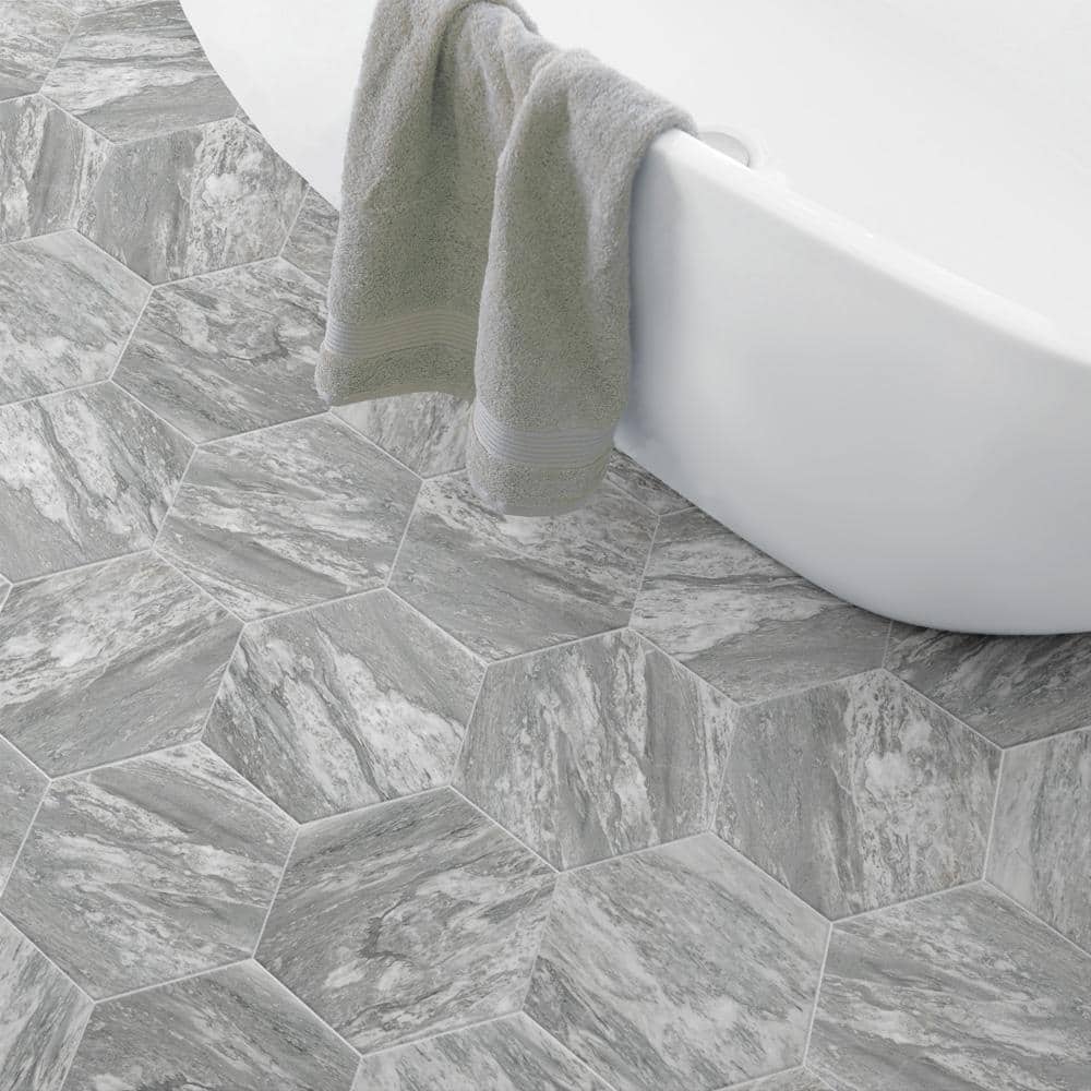 BioTech Hex 11" x 13" Matte Gray Porcelain Tile