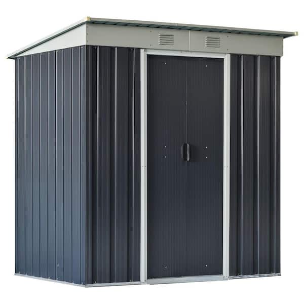 6 ft. W x 4 ft. D Metal Shed with Double Sliding Door, Outdoor Storage Shed, Garden Tool House, 2 Air Vents(24 sq. ft.)