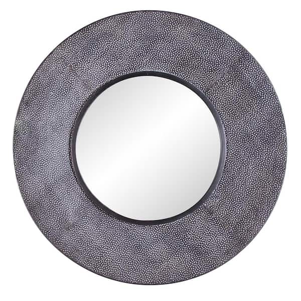 LuxenHome Medium Oval Grey Modern Mirror (34.7 in. H x 34.7 in. W)