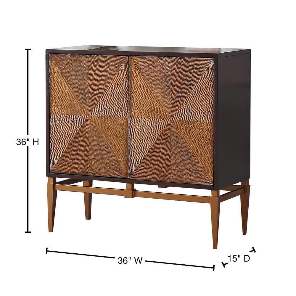 Labardi 36" Brown and Antique Gold Accent Cabinet