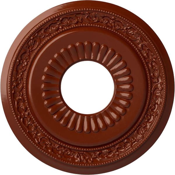 Ekena Millwork 1-3/8 in. x 20-5/8 in. x 20-5/8 in. Polyurethane Lauren Ceiling Medallion, Firebrick