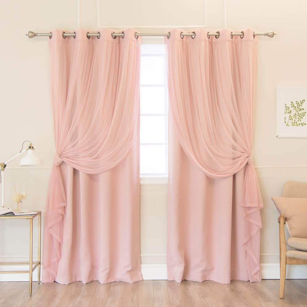 Best Home Fashion Dusty Pink Polyester Solid 52 in. W x 84 in. L