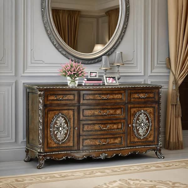 Benjara Vany Cherry Brown 6-Drawer 22 in. Wide Dresser Without