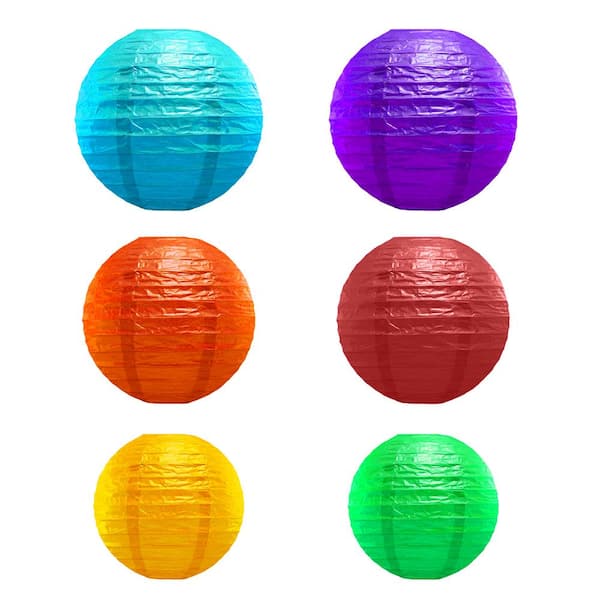LUMABASE Multicolor Multi-Size Paper Lanterns (Set of 6)