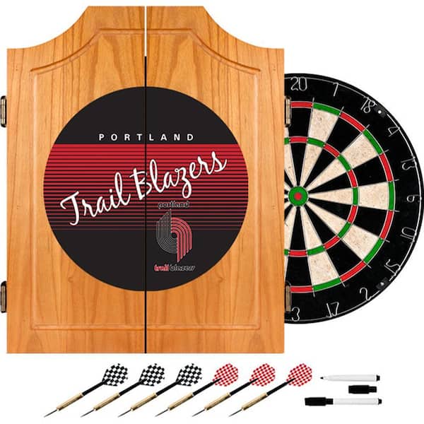 Trademark 20.5 in. Portland Trail Blazers Hardwood Classics NBA Wood Dart Cabinet Set