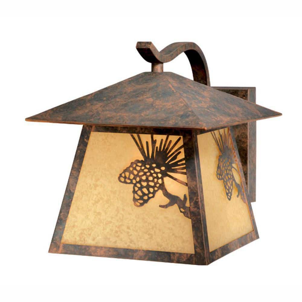 Whitebark 1 Light Bronze Rustic Pinecone Outdoor Wall Lantern Amber Glass price history on PriceWatchPro