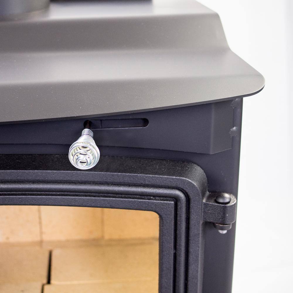 Pleasant Hearth Black Cast Iron Wood Burning Stove with Blower