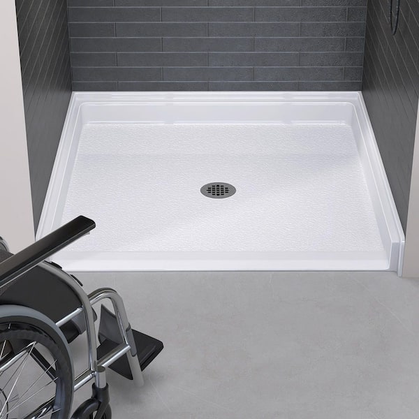 38 in. x 38 in. Acrylic Single Threshold Shower Pan Alcove Rectangular ADA Shower Pan Base with Center Drain in White
