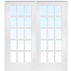 60 in. x 80 in. Right Hand Active Primed Composite Glass 15 Lite Clear True Divided Prehung Interior French Door