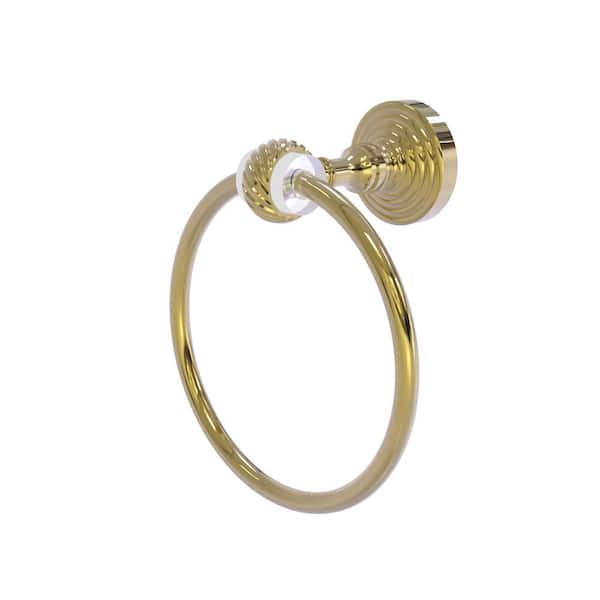 Allied Brass Pacific Grove Collection Wall Mounted Towel Ring with Twisted Accents in Unlacquered Brass