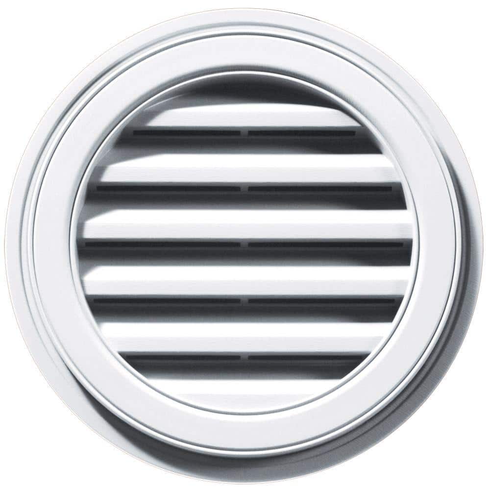 Builders Edge 18 In X 18 In Round White Plastic Built In Screen Gable Louver Vent 120031818001 The Home Depot