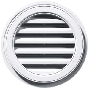 18 in. x 18 in. Round White Plastic Built-in Screen Gable Louver Vent