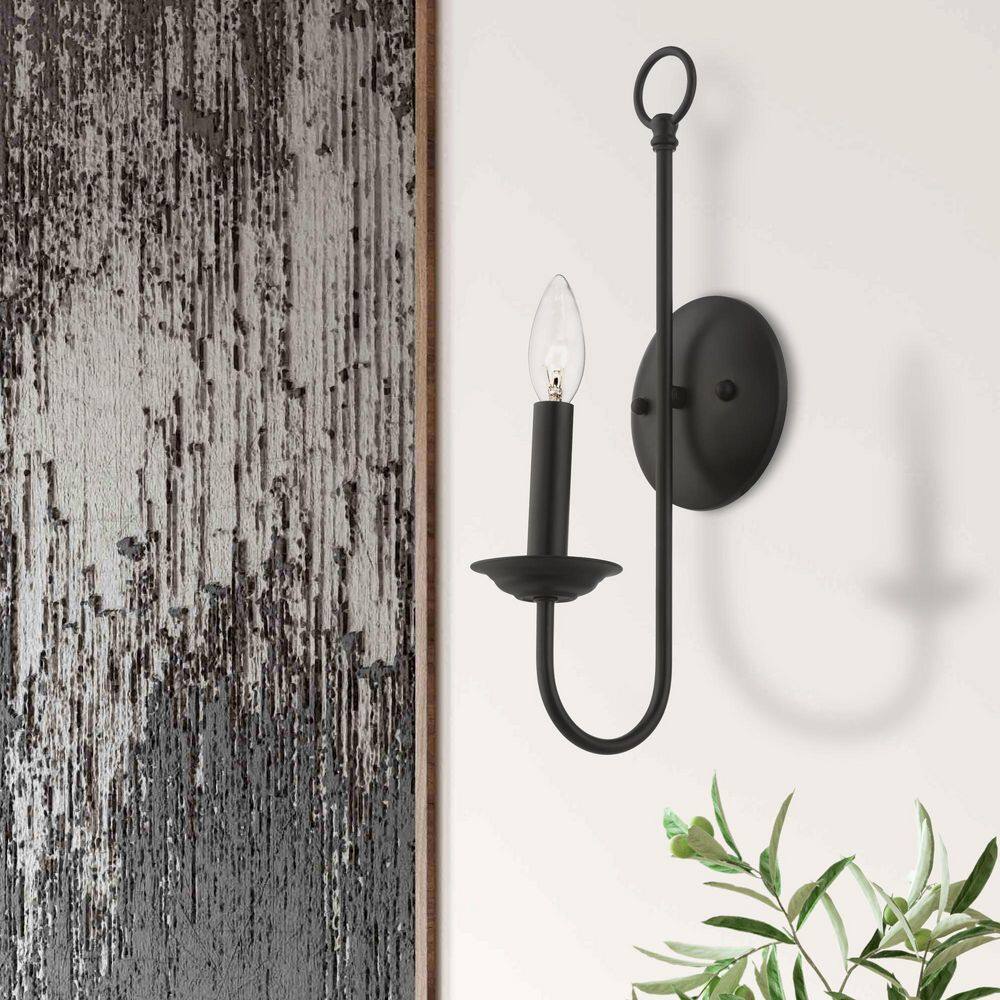 Estate Classical Black Steel Wall Sconce - 16" Height