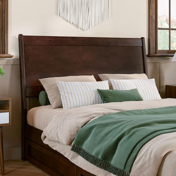 AFI Casanova Walnut Brown Full Solid Wood Panel Headboard