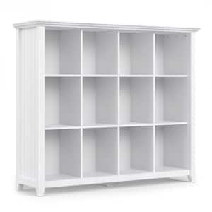 Acadian 48 in. Tall White Solid Wood 3-Shelf 12 Cube Storage Bookcase