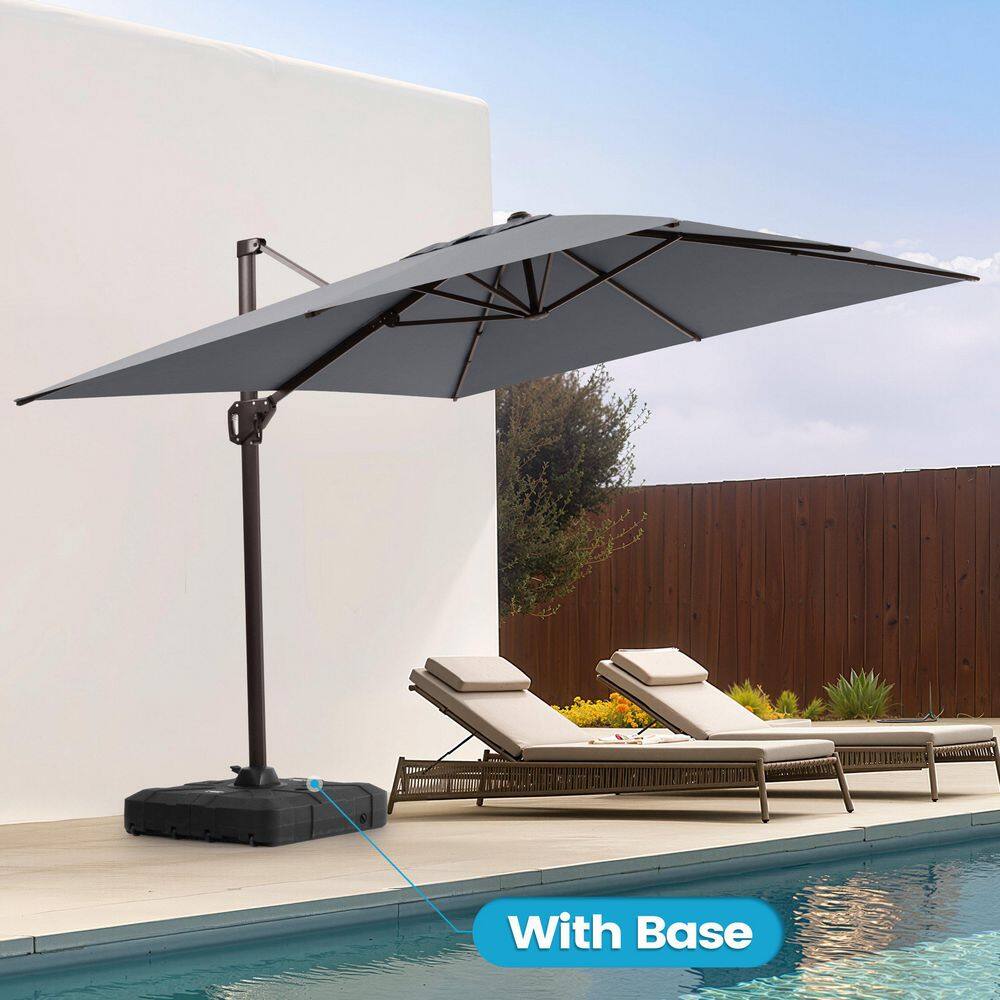 11 ft. x 9 ft. Polyester 360° Rotation Cantilever Tilt Patio Umbrella in Dark Gray with 260 lbs. HDPE Base price history on PriceWatchPro