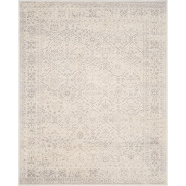 SAFAVIEH Carnegie Cream/Light Gray 9 ft. x 12 ft. Border Geometric Area Rug