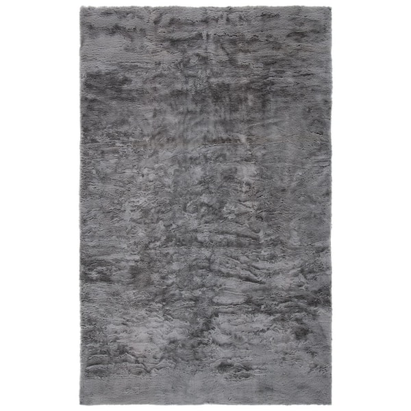 Faux Sheep Skin 3 ft. x 5 ft. Gray Flokati Solid Area Rug