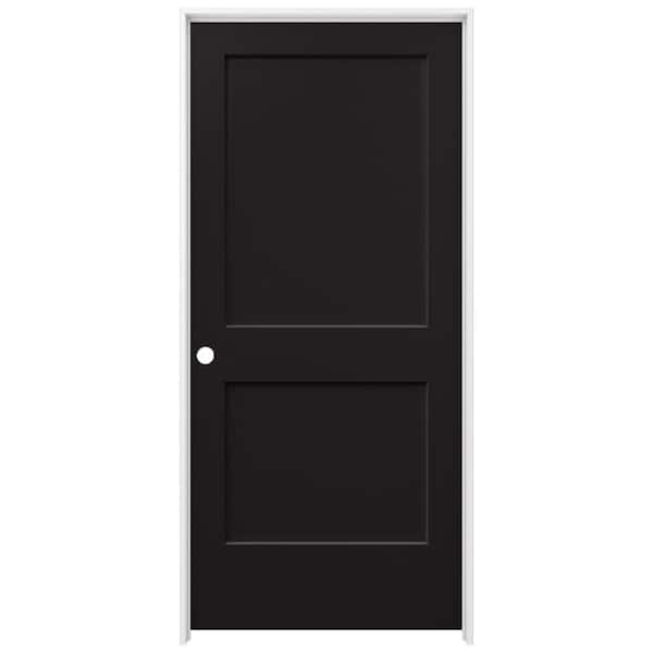 JELD-WEN 36 in. x 80 in. Monroe Black Painted Right-Hand Smooth Solid Core Molded Composite MDF Single Prehung Interior Door