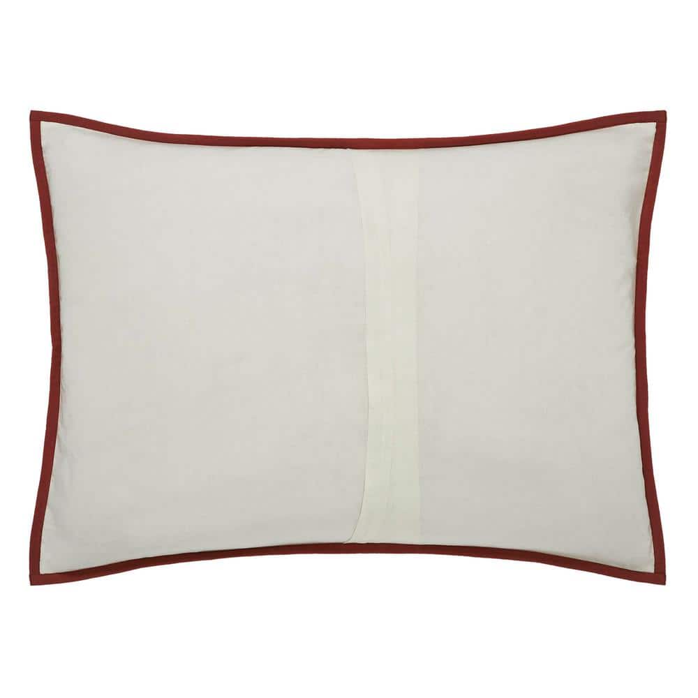 Queen Size Red and Creme Cotton Reversible Quilt Set