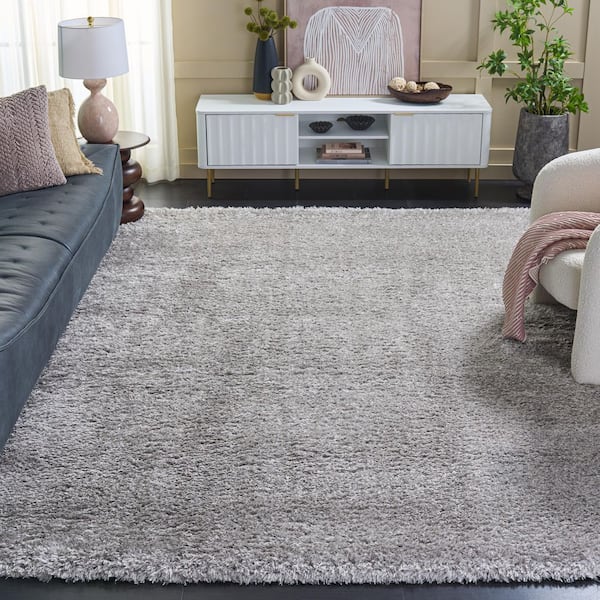 Madrid Shag 11 ft. x 14 ft. Silver Solid Color Area Rug