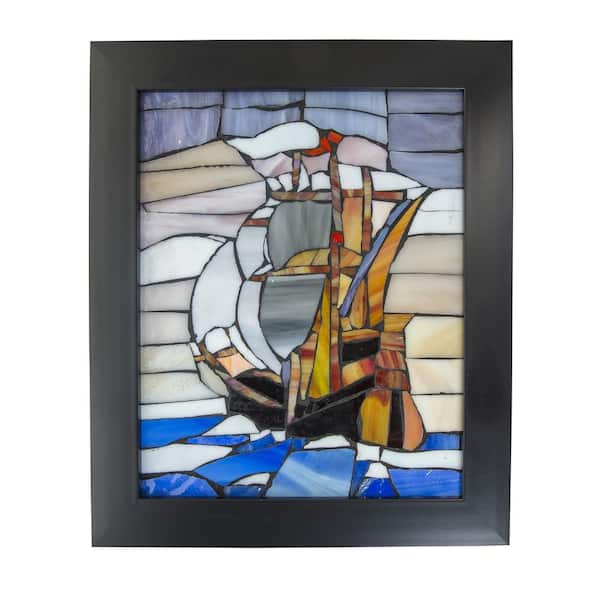 Dale Tiffany Sailboat 10 in. Wall Art Decor with Hand Rolled Art Glass Style