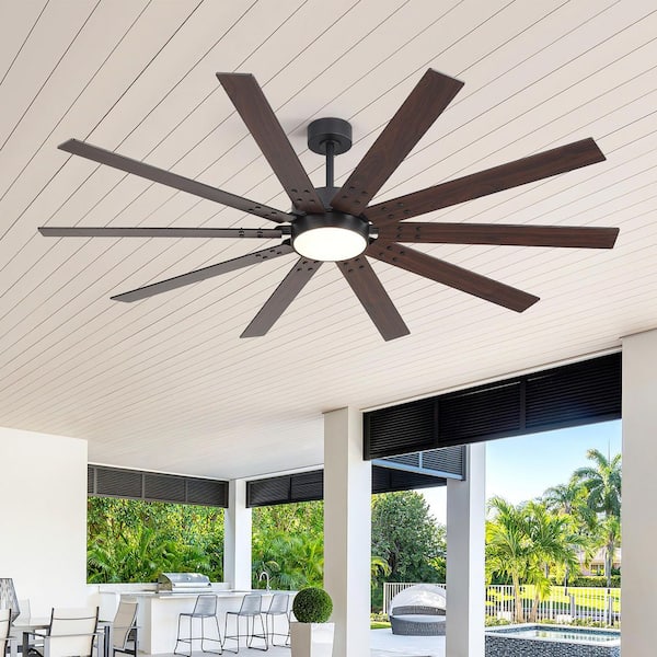 Vargas 72 in. (6 ft.) Indoor Black Large Ceiling Fan with Integrated LED Light with Remote Control and Downrod Included