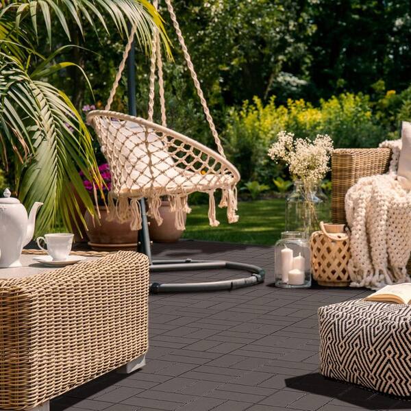 Afoxsos 12 ft. x 12 ft. Plastic Interlocking Deck Tiles Waterproof