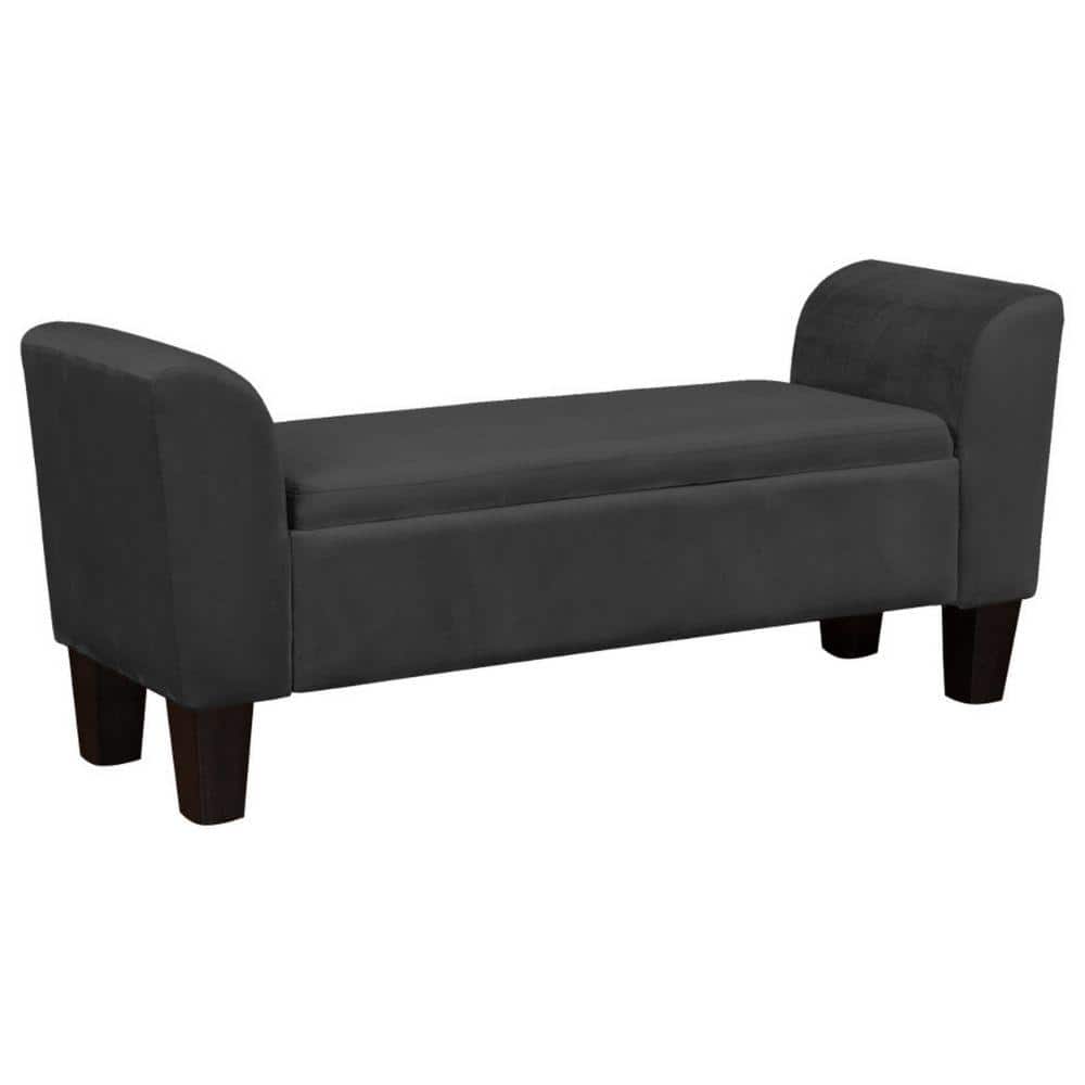 Benjara 55 in. Black Backless Bedroom Bench with Performance Velvet