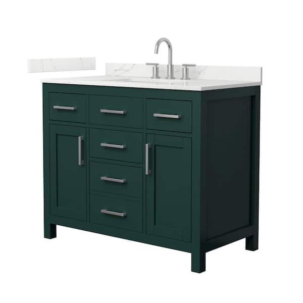 Beckett 42 in. Single Freestanding Green Bath Vanity with Giotto Quartz Top (Assembled)