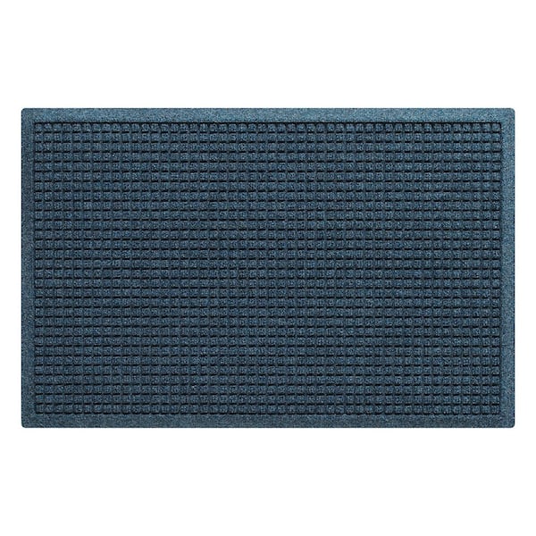 Bungalow Flooring Waterhog Squares 23 in. x 35 in. PET Polyester Indoor Outdoor Door Mat Navy