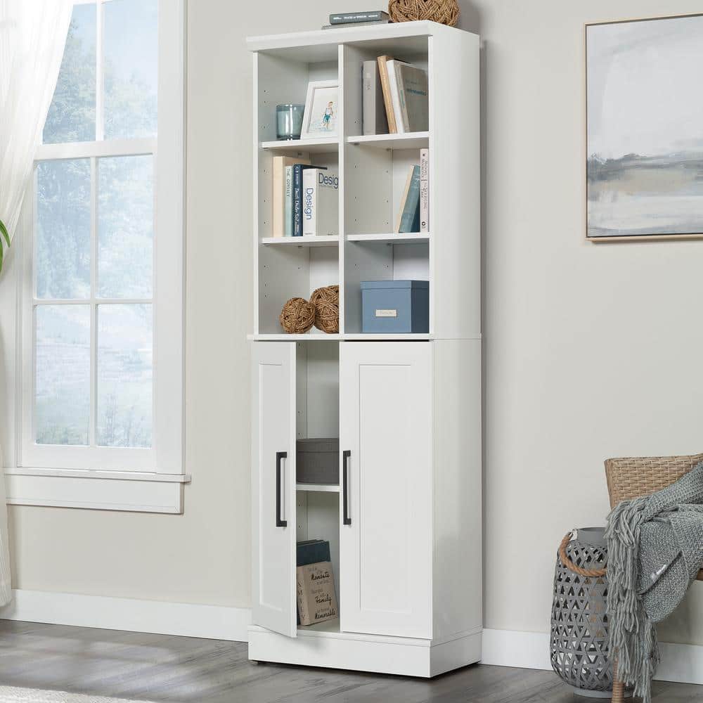 Soft White Adjustable Shelves 2-Door Storage Cabinet