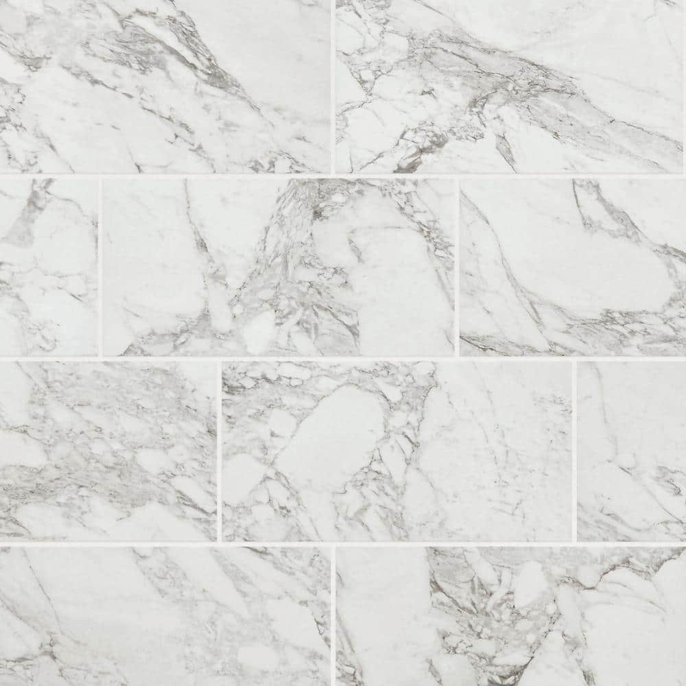 Marazzi EpicClean Milton Arabescato Marble 12 in. x 24 in. Glazed Porcelain Floor and Wall Tile (15.6 sq. ft./Case), Matte Arabescato Marble -  ML401224ECHD1P6