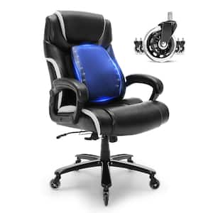 Executive Office Chair with Adjustable Lumbar, Metal Base Quiet Wheels, High Back PU Leather Office Chair Ergonomic